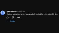 A screenshot of a comment on the teaser. (Image via YouTube)